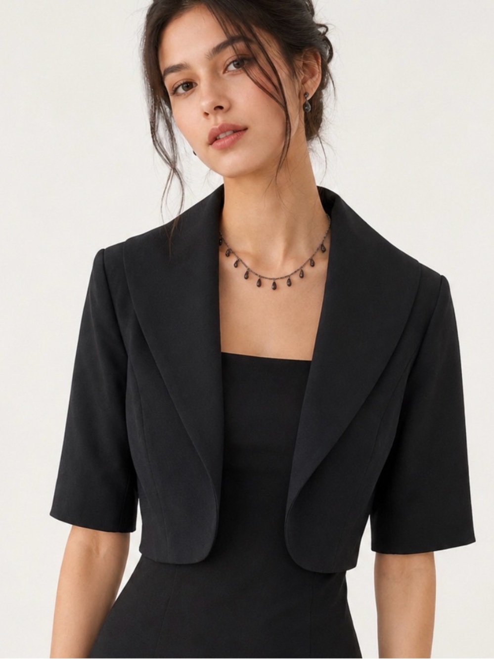 Ann Taylor | NWT Cropped Black 100% Silk Blazer Bolero Shrug Sz 6